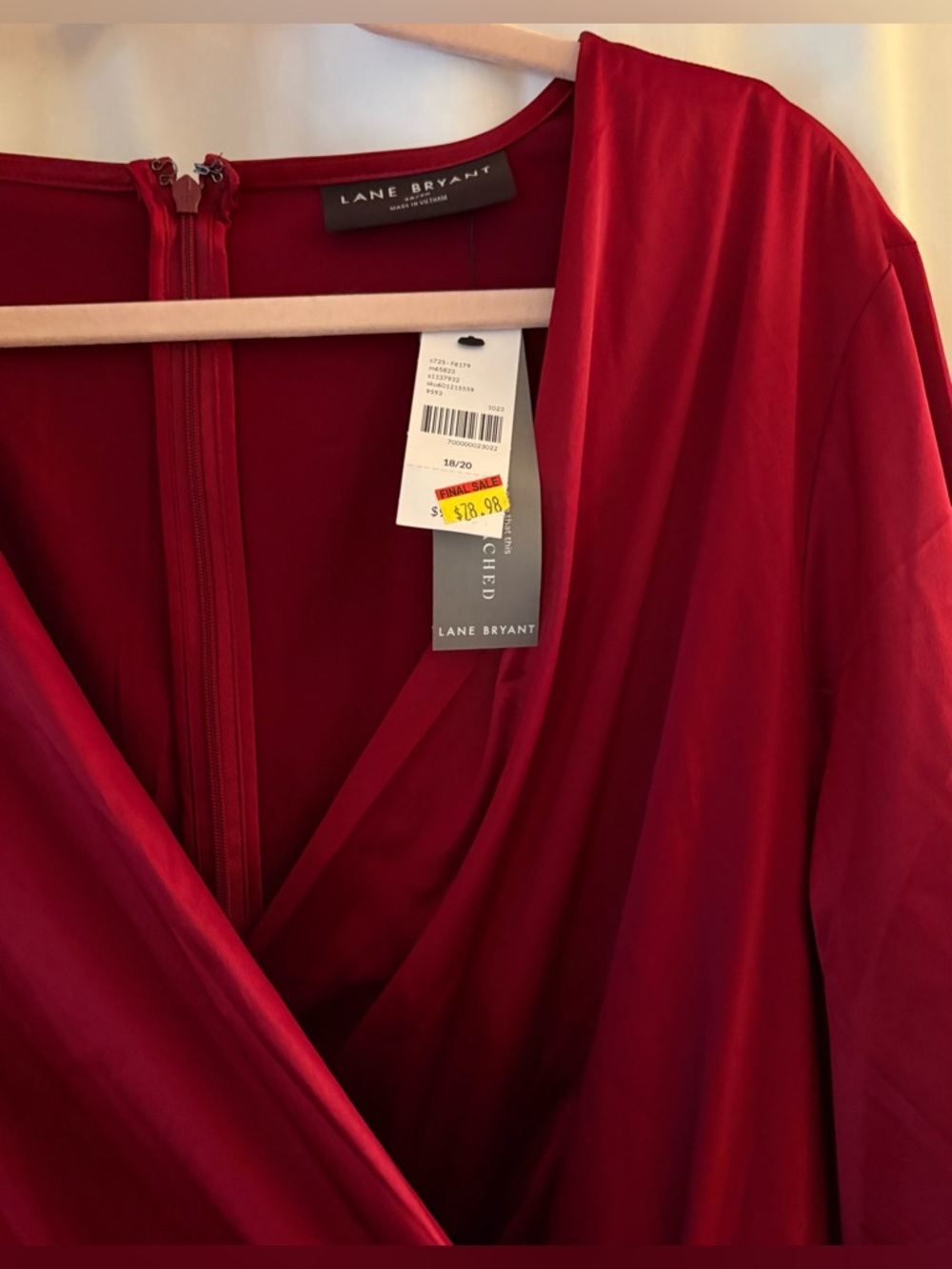 NWT Lane Bryant Stretch Satin Surplice Knot-Front Midi Wrap Dress; Size 18/20 - Picture 4 of 12